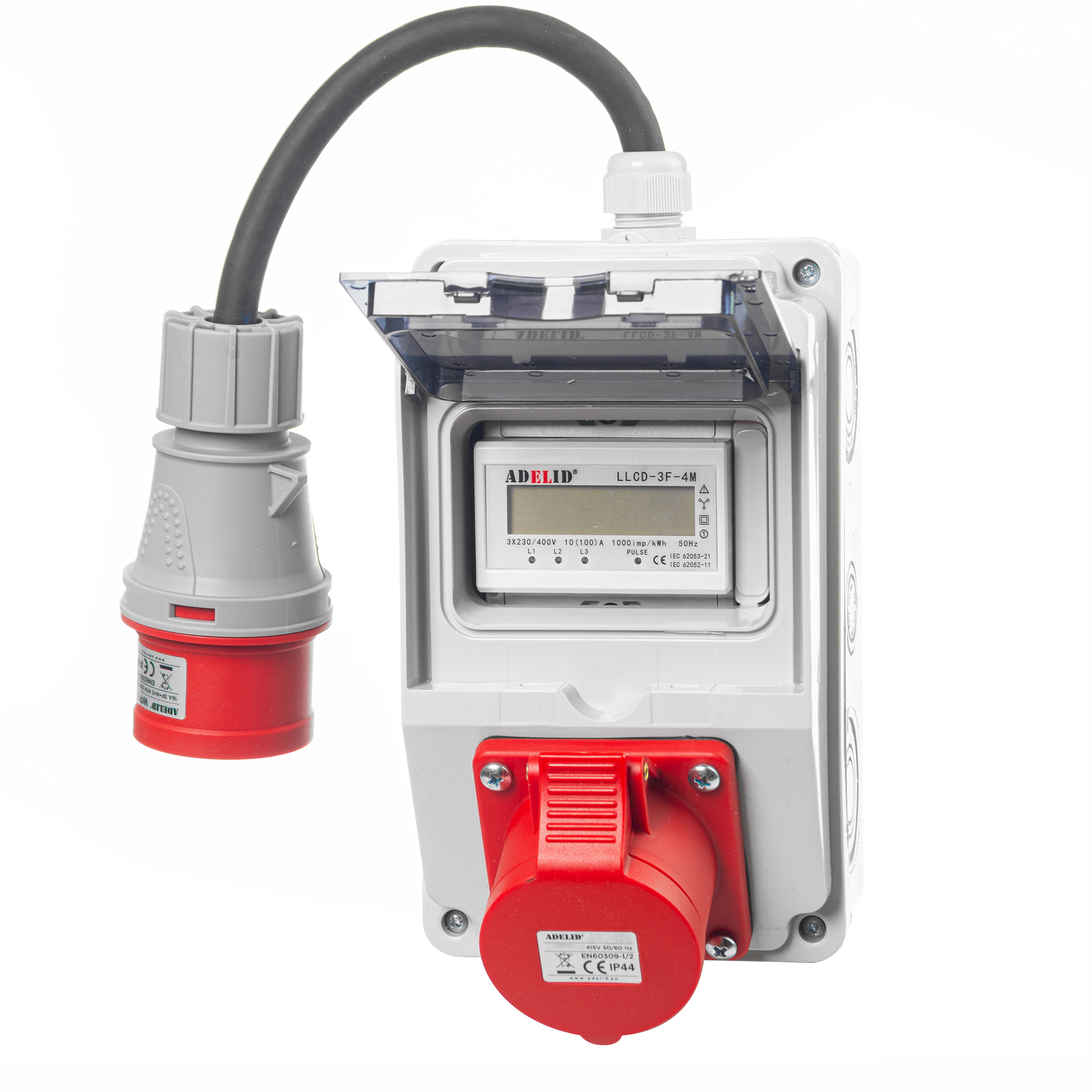 Digitaler Stromzähler Mobiler Stromzähler, 3 Phasen 32A 400V